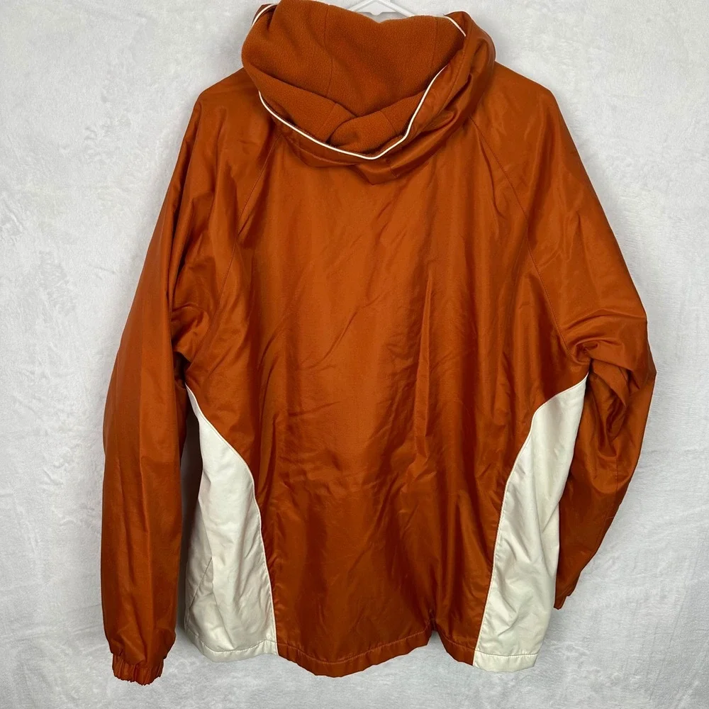 Red Oak Texas Longhorns Mens Large Winter Coat Jacket Hooded Orange Fleece Lined